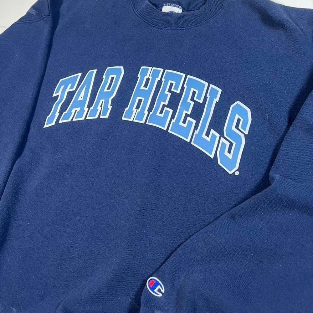 Champion Sweatshirt Mens XXL Navy Blue Tar Heels UNC Distressed Vintage Pullover